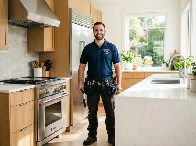 Appliance Repair Hero technician in a Bessemer City, NC kitchen after an appliance repair